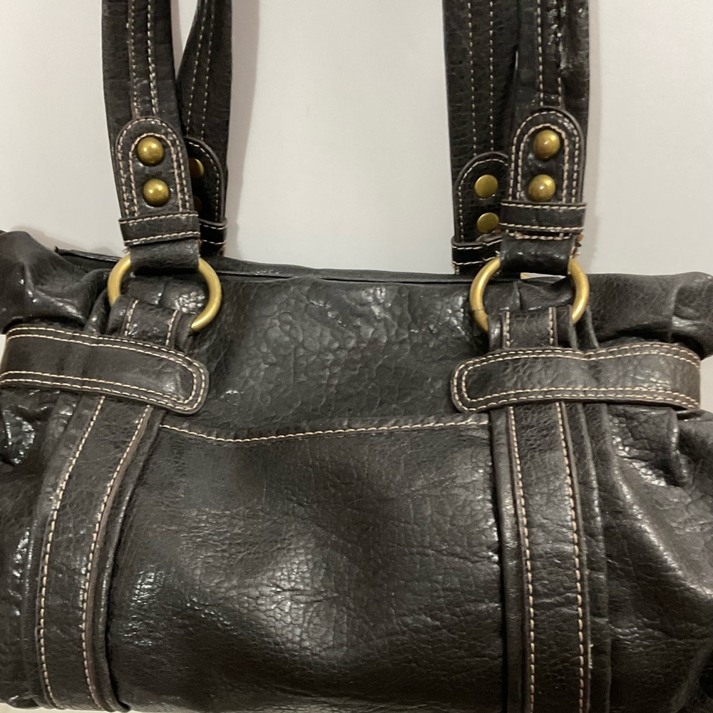 Kathy Van Zeeland Black Shoulder Bag with Gold Accents - Picture 8 of 11